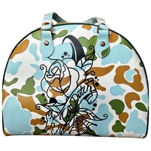 Rare Vintage Von Dutch 90's Handbag  Camo Camouflage Cow Print Bowling Bag/Tote